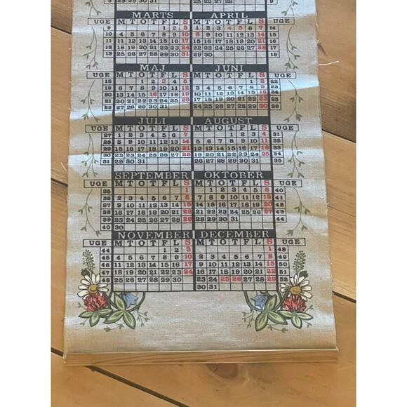 Vintage Calendar Burlap Wall Hanger Decor. 1985 floral. - Picture 3 of 6